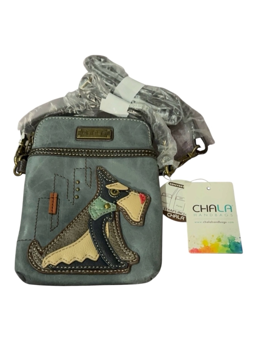 Chala Indigo Crossbody Bag with Dog Applique